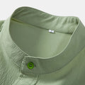 Stand Collar Linen Look Shirt - Sterling Weave