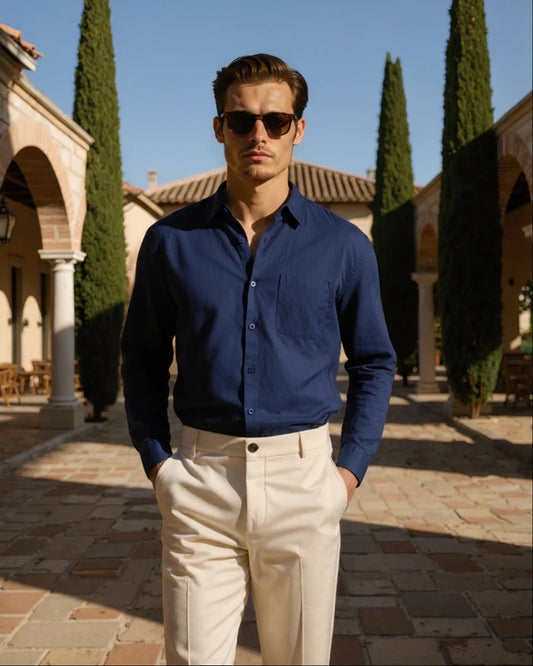 Textured Cotton-Linen Shirt - Sterling Weave