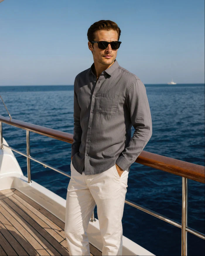 Textured Cotton-Linen Shirt - Sterling Weave