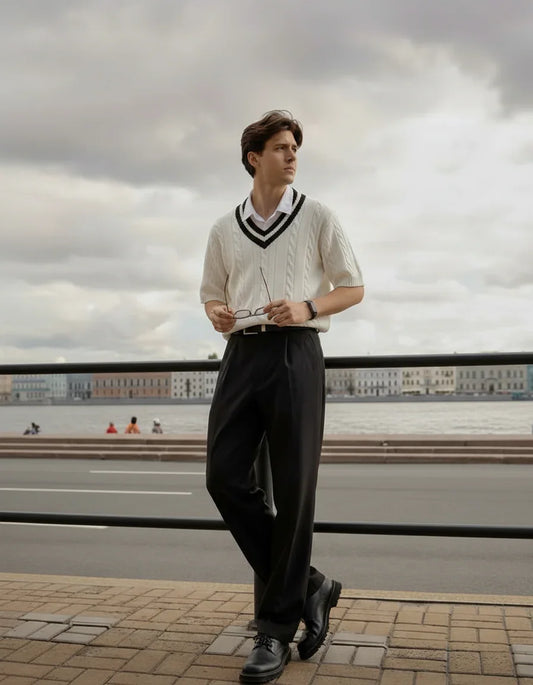 Collegiate Cable Knit Sweater - Sterling Weave