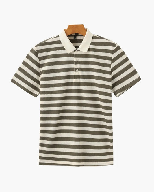 Striped Piqué Polo Shirt - Sterling Weave