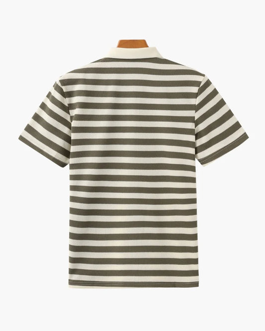 Striped Piqué Polo Shirt - Sterling Weave