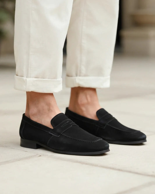 Classic Suede Penny Loafers - Sterling Weave