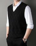 Diamond Knit V-Neck Vest - Sterling Weave