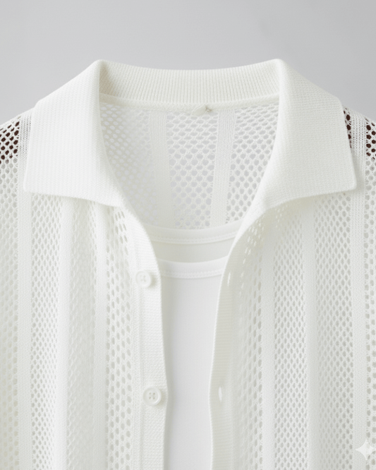 Open Knit Resort Shirt - Sterling Weave