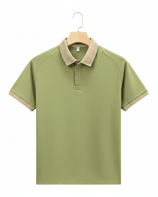 Contrast Rib Collar Polo - Sterling Weave