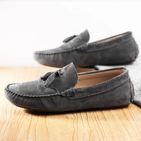 Elegantes Style Mens Shoes Casual Spring Summer Men Loafers Tassel Leather Moccasins Men Comfy Breathable Slip on Boat Shoes