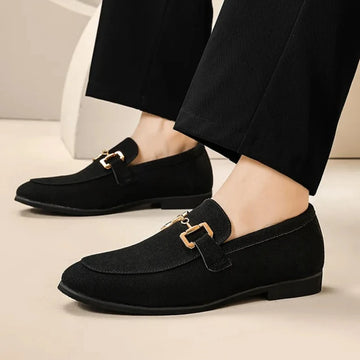 New Fashion Men Suede Leather Casual Shoes Office Pointed Toe Slip-on Loafers