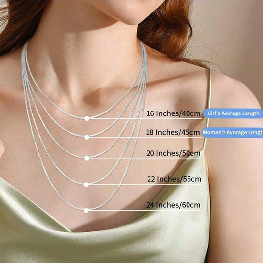 BAMOER Solid Gold Over 925 Sterling Silver Chain Necklace for Women Girls, 0.8mm Box Chain Super Thin & Strong Necklace Chain
