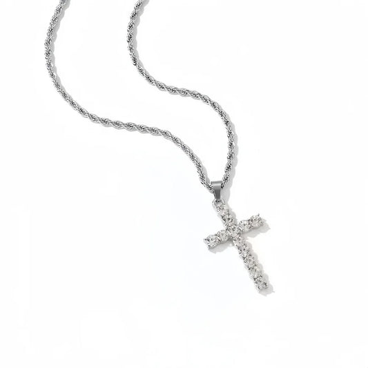 The Lumina Cross Pendant Necklace - Sterling Weave