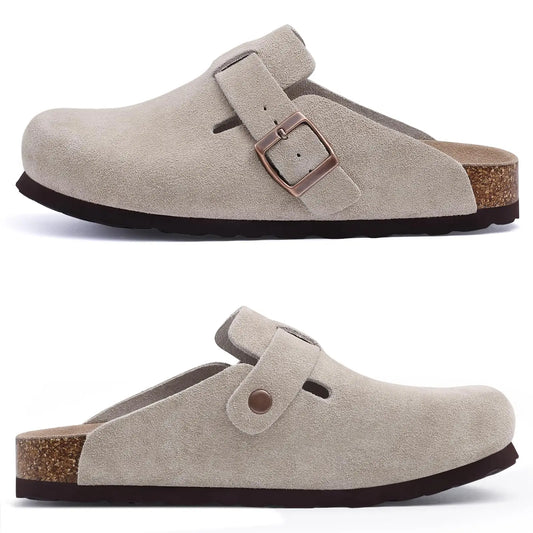 Asgard Women Men Suede Leather Clogs Slippers Fashion Unisex Cork Footbed Sandals Outdoor Antiskid Mules Shoes with Arch Support