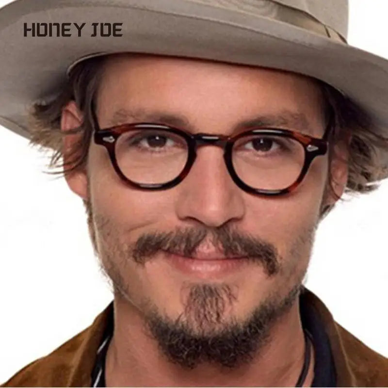 Retro Johnny Depp Style Oval Round Eyeglasses Sunglasses Men Women Clear Tinted Lens Brand Design Party Show Oculos De Sol