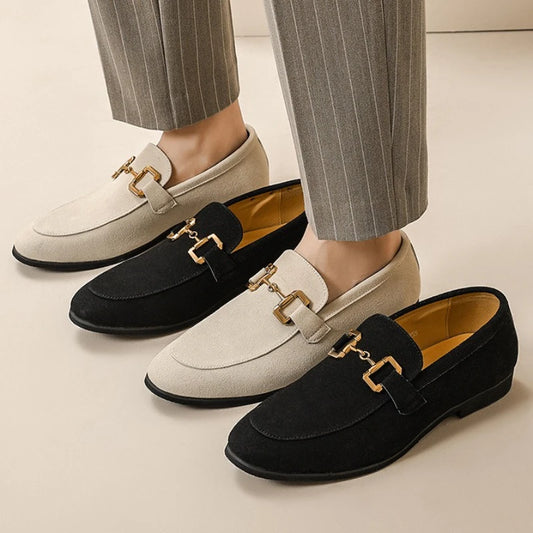 New Fashion Men Suede Leather Casual Shoes Office Pointed Toe Slip-on Loafers