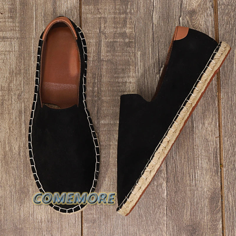 Espadrilles for Man 2025 Spring Autumn New Linen Men's Classic Casual Shoes Handmade Loafer Footwear Fashion Flat Big Size 46 47