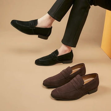 Summer New Style Japanese Simple Velvet Genuine Leather Business Formal Men's Shoes Frosted British Loafers Casual Shoes