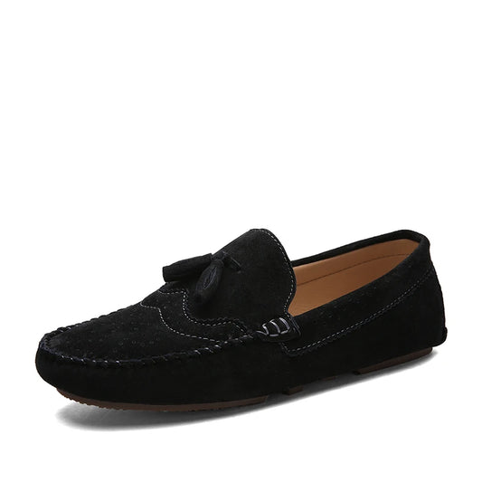 Suede Tassel Driving Loafers - Sterling Weave