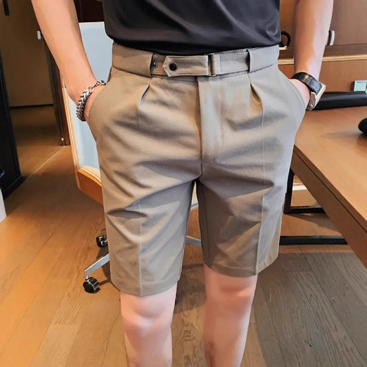 Summer New Style Men's Business Casual Ice Silk Straight Leg Short Pants Five-Point West Pants Versatile Comfortable Leisure Tro