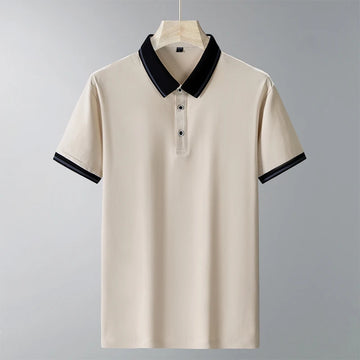 Pure Cotton POLO Shirt Men's Short-sleeved Versatile Lapel T-shirt Ice-cold Cotton