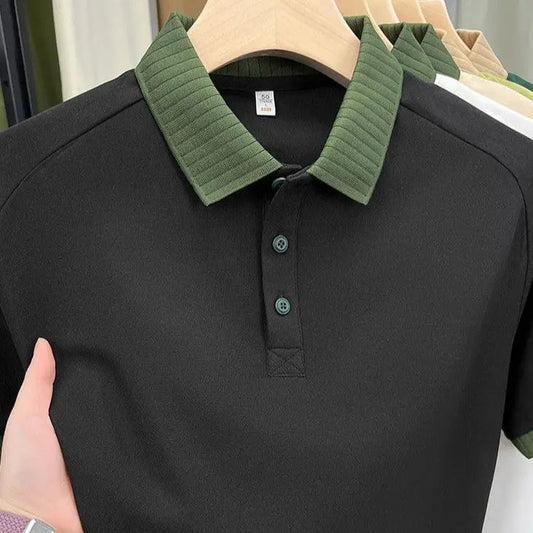 Middle-aged and Young Men's Short Sleeve Polo Shirts 2025 Summer New Arrival Premium Business Upper Clothing Collar T-shirts