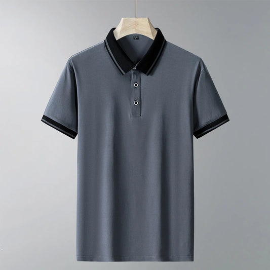 Pure Cotton POLO Shirt Men's Short-sleeved Versatile Lapel T-shirt Ice-cold Cotton