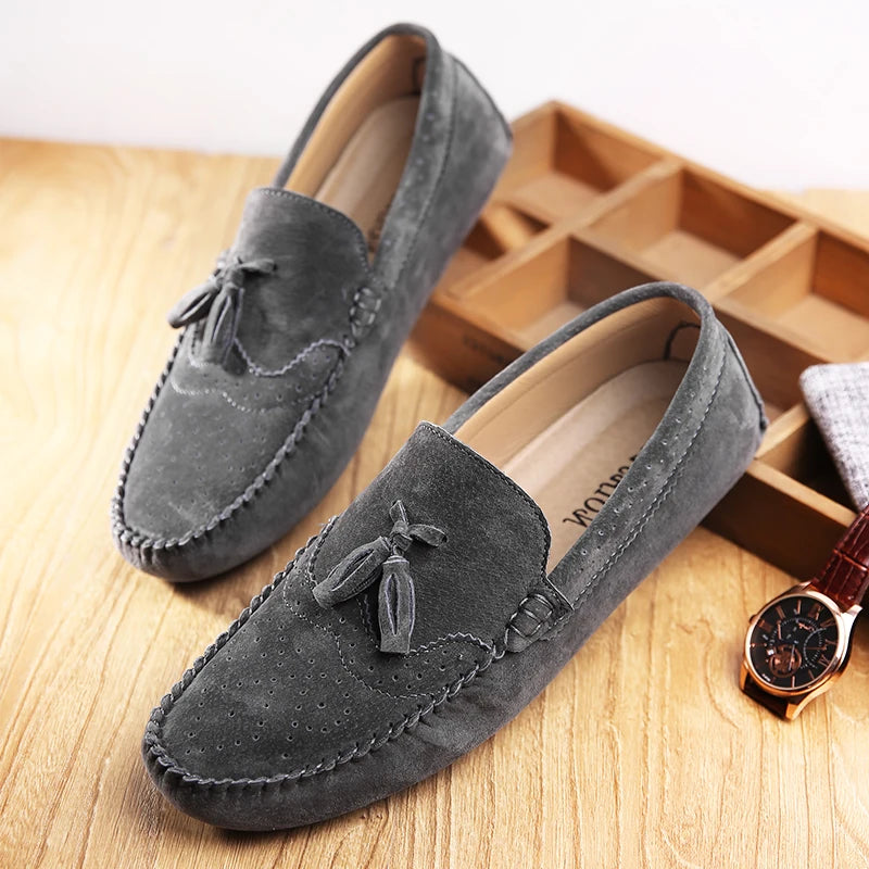 Elegantes Style Mens Shoes Casual Spring Summer Men Loafers Tassel Leather Moccasins Men Comfy Breathable Slip on Boat Shoes