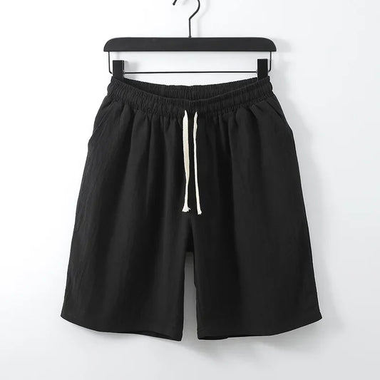 Linen Blend Drawstring Shorts - Sterling Weave