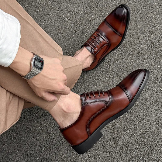 Trendy British Oxford Men's Shoes Wedding Suit Shoes Classic Retro Leather Shoes Men's Business Formal Shoes Rubber Sole