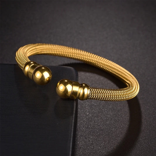 Atoztide New Open Bangle Bracelets for Women Stainless Steel Gold Color Adjustable Star Heart Bracelet Accessories Jewelry Gift