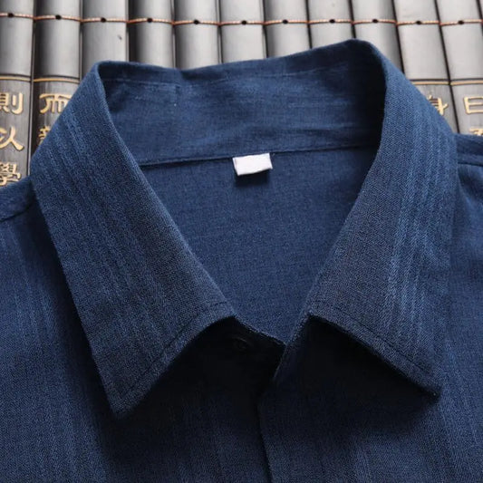 Summer Lightweight Cotton Linen Men's Long Sleeve Shirt Senior Casual Shirt Loose Thin Jacket