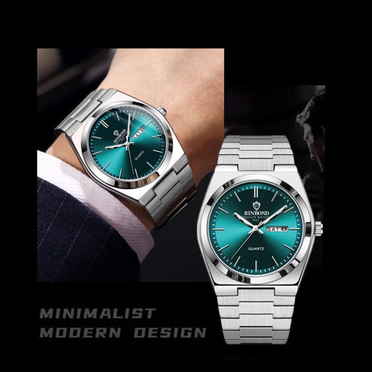 BINBOND 102 New Men's Watch Fully Automatic Waterproof Fashion Business Trend Double Calendar Watches for Man Relógio Feminino