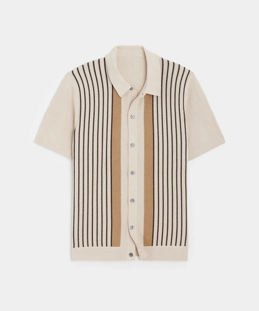 Striped Knit Resort Polo - Sterling Weave