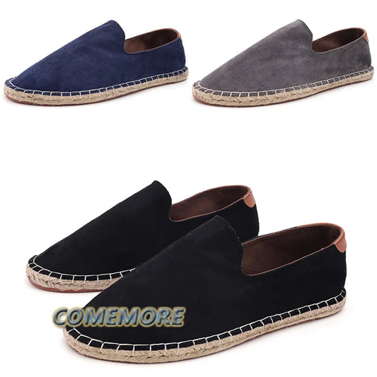 Espadrilles for Man 2025 Spring Autumn New Linen Men's Classic Casual Shoes Handmade Loafer Footwear Fashion Flat Big Size 46 47